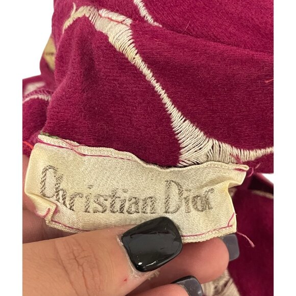 Vintage Christian Dior Womens House Dress M Maxi Red Polka Dot Embroidered 70s - Picture 3 of 10